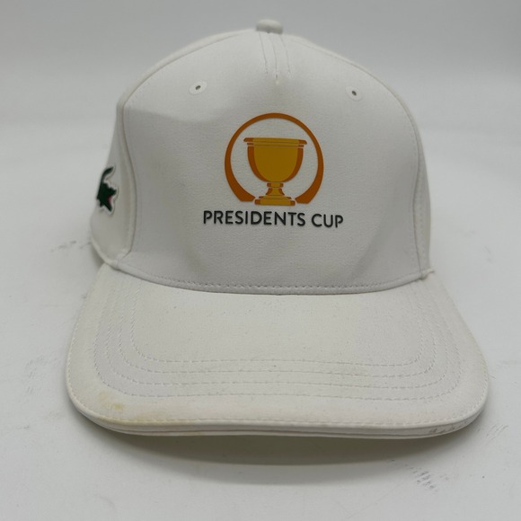 Lacoste Sport Men President Cup Golf Hats Large White Adjustable Strap Back Logo
